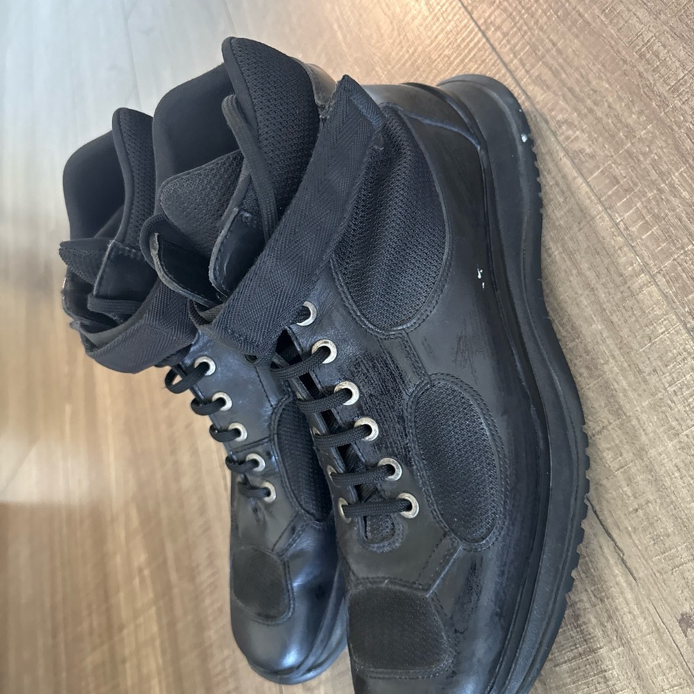 Prada Black Leather Boots with Velcro Strap - Picture 3 of 11